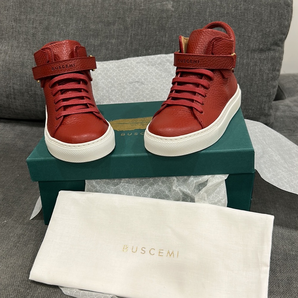 Buscemi 100MM toddler sneaker in passion/white size 27